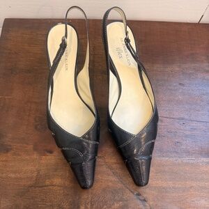Anne Klein iFlex Black Kitten Heel with Heel Strap